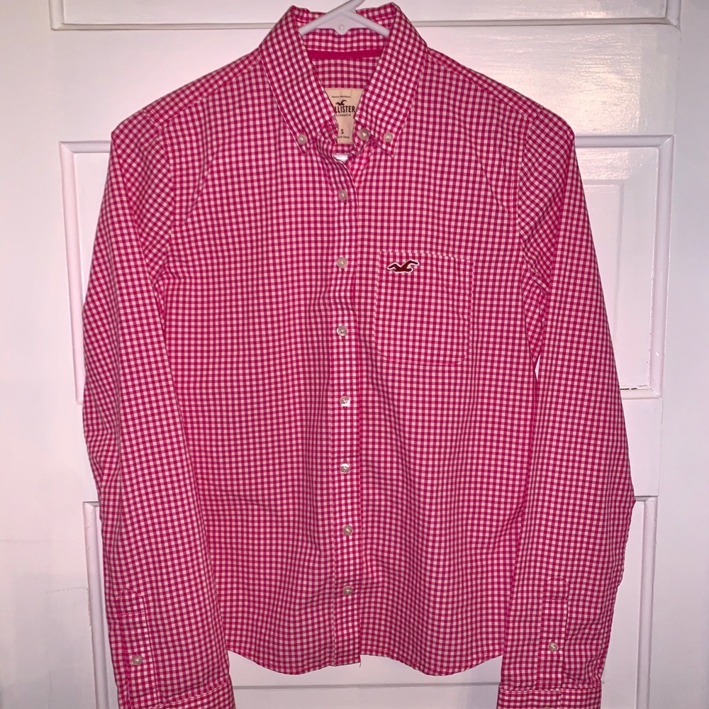 Women’s Hollister Pink Gingham Button Up Size S